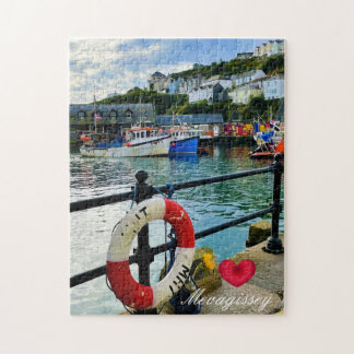 Puzzle Coeur personnalisé Mevagissey Harbour Lifebuoy Cor