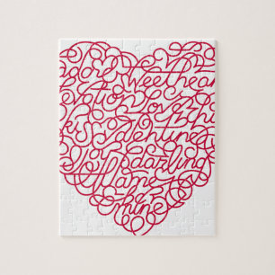 Puzzle Coeur rose des textes d'amour