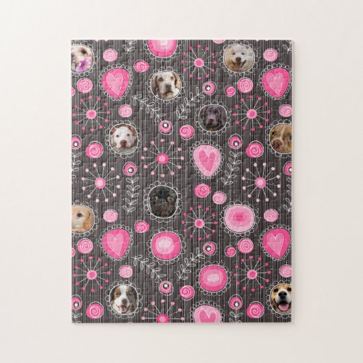 Puzzle Coeur rose mignon et Flower Chien Maman Photo Coll (Vertical)