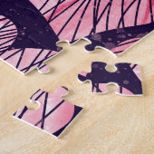 Puzzle Coeur rose : motif transparent aquarelle. (Côté)