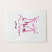 Puzzle Coeur rose parties scintillant monogramme professe (Horizontal)