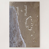 Puzzle Coeur Shell de 1000 pièces sur la plage de sable (Vertical)