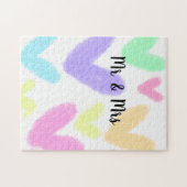 Puzzle Cœur simple style de texte minimal mariage M & Mme (Horizontal)