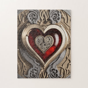 Puzzle Coeur Steampunk - Amour mécanique complexe