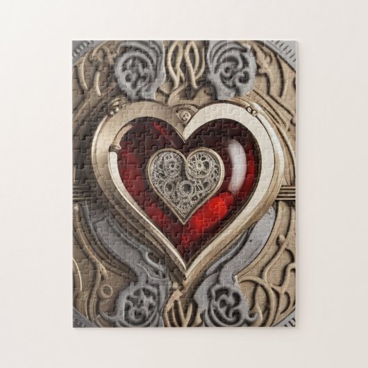 Puzzle Coeur Steampunk - Amour mécanique complexe (Vertical)