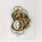 Puzzle Cœur Steampunk avec un Manomètre (Vertical)