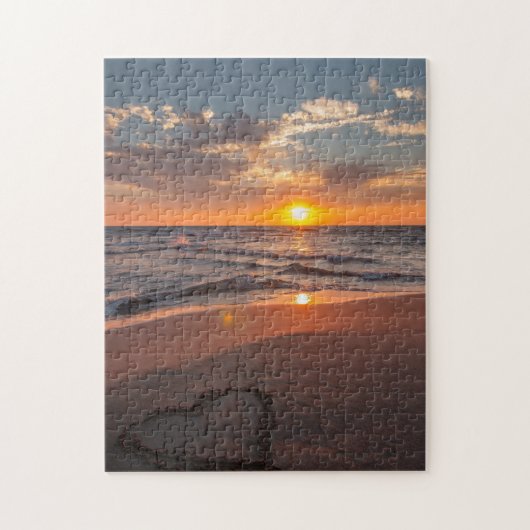Puzzle Coeur Sunrise Dans Le Sable (Vertical)