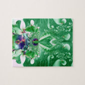 Puzzle Coeur vert et Fleurs fractales (Horizontal)