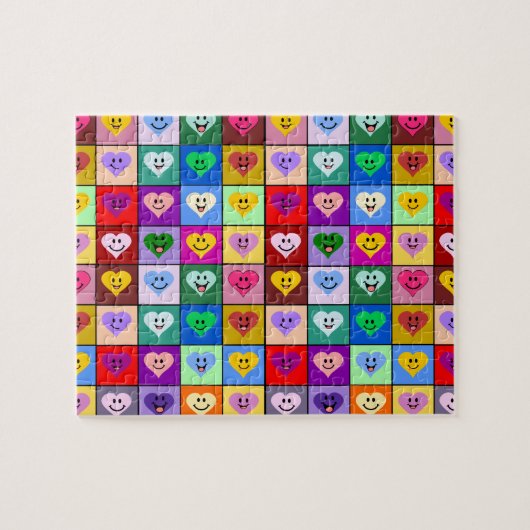 Puzzle Coeurs arc-en-ciel carré (Horizontal)