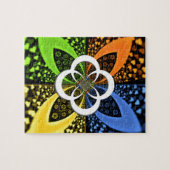 Puzzle Coeurs bleu vert jaune Iridescente (Horizontal)