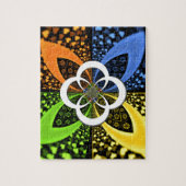 Puzzle Coeurs bleu vert jaune Iridescente (Vertical)