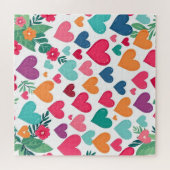 Puzzle Coeurs colorés personnalisés (Horizontal)