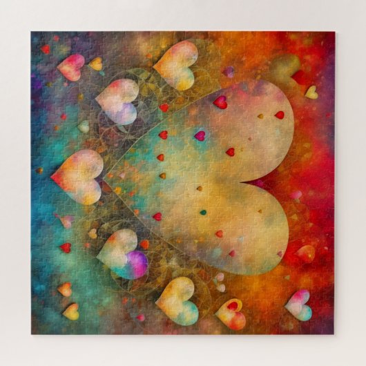 Puzzle Coeurs de cache en papier Abstraits (Horizontal)