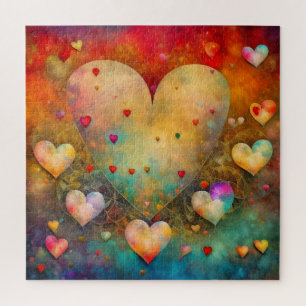 Puzzle Coeurs de cache en papier Abstraits