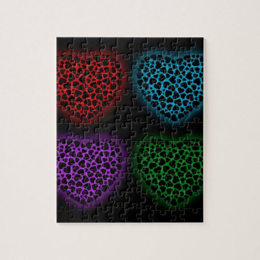 Puzzle Coeurs de Valentine rougeoyant dans l'obscurité (Vertical)