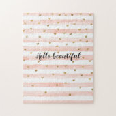 Puzzle Coeurs d'or en rose pâle (Vertical)