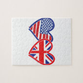 Puzzle Coeurs du drapeau américain Union Jack (Horizontal)