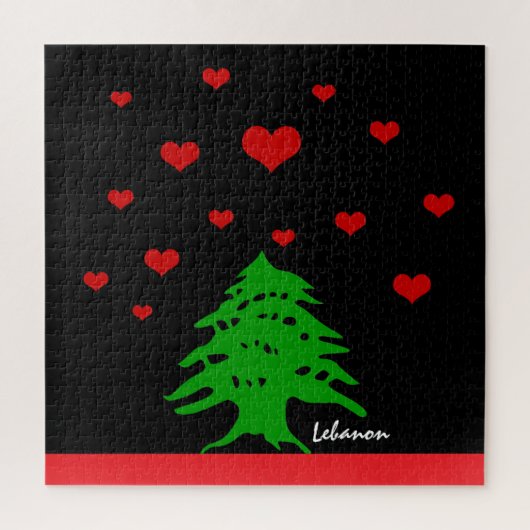 Puzzle Coeurs du Liban & drapeau libanais mode / Amour (Vertical)