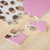 Puzzle Coeurs Empreintes de léopard XOXO Rose (Côté)
