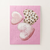 Puzzle Coeurs Empreintes de léopard XOXO Rose (Vertical)