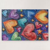 Puzzle Coeurs et étoiles dessinés à la main (Horizontal)