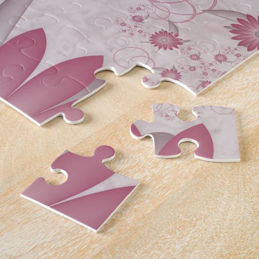 Puzzle Coeurs et fleurs Abstraits roses Aimer l'art fract (Côté)