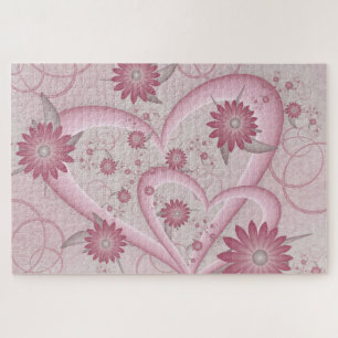 Puzzle Cœurs et fleurs abstraits roses Amour Art fractal