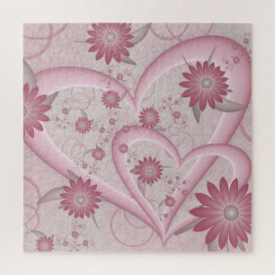 Puzzle Cœurs et fleurs abstraits roses Amour Art fractal