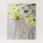 Puzzle Coeurs, fleurs de printemps sur la vieille carte p (Vertical)