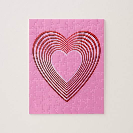Puzzle Coeurs rouge et rose "3D" (Vertical)