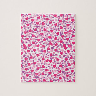 Puzzle Coeurs valentin roses et violets