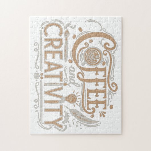 Puzzle Coffee and Creativity Typography (Vertical)