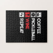 Puzzle Coffee Pickleball Wine Repeat Funny (Horizontal)