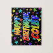 Puzzle "COLBY" Prénom, Amusant "HEUREUX ANNIVERSAIRE" (Vertical)