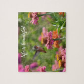 Puzzle Colibri aux fleurs de Zinnia (Vertical)