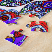 Puzzle Colibri Bleu Coloré Et Fleurs (Côté)