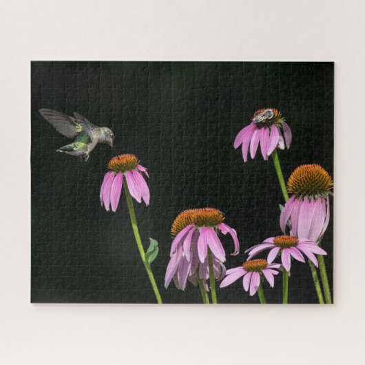 Puzzle Colibri Et Abeille Partagent Un Confleur (Horizontal)