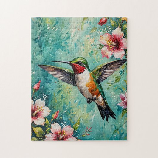 Puzzle Colibri et floraisons (Vertical)