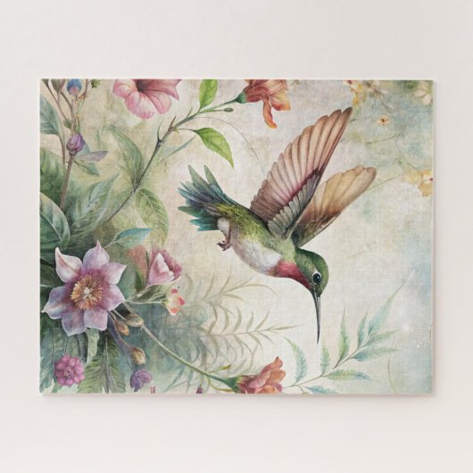 Puzzle Colibri mignon sur les fleurs (Horizontal)