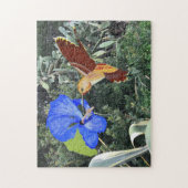Puzzle Colibri orange et Hibiscus bleu (Vertical)