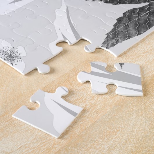 Puzzle Colibris et fleurs blanches. (Côté)