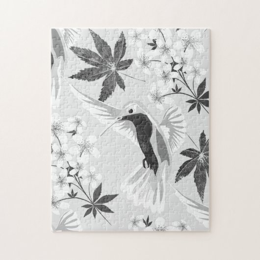 Puzzle Colibris et fleurs blanches. (Vertical)