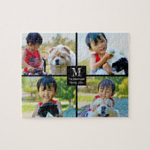 Puzzle Collage customisé 4 Monogramme photo