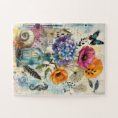 Puzzle Collage d'art mixte botanique vibrant (Horizontal)