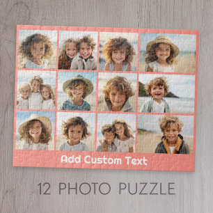 Puzzle Collage de 12 photos Instagram avec fond corail