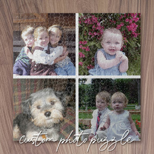 Puzzle Collage de 4 photos avec fond blanc minimal