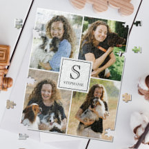 Collage de 4 photos personnalisé avec monogramme e