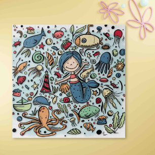 Puzzle Collage de dessin animé de poissons sirènes mignon
