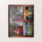 Puzzle Collage de famille 4 photos sur bois rustique puzz (Vertical)