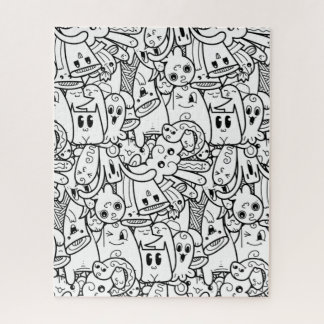 Puzzle Collage de monstre d'Halloween Kawaii noir et blan